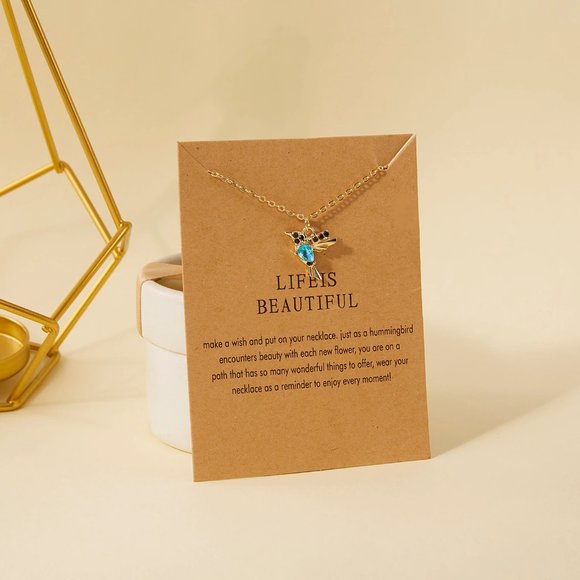 💎NWT Crystal Hummingbird Necklace - Picture 5 of 9